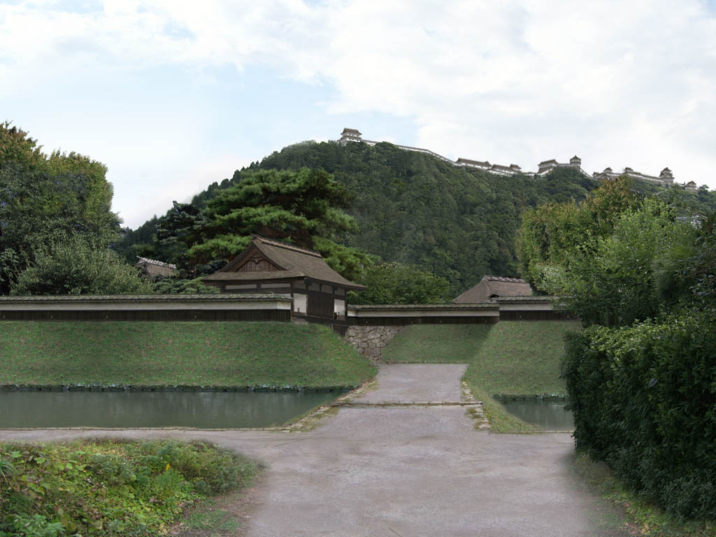村上城・秋葉門の復元3DCG合成写真