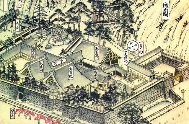 明治元年の村上城・山麓居館（御殿）