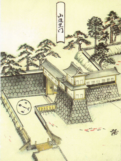 二重櫓が描かれた山辺里門