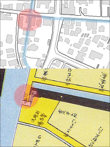 明治元年の地図に見る袋門周辺
