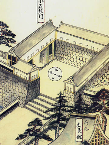 明治元年の村上城・小石垣門