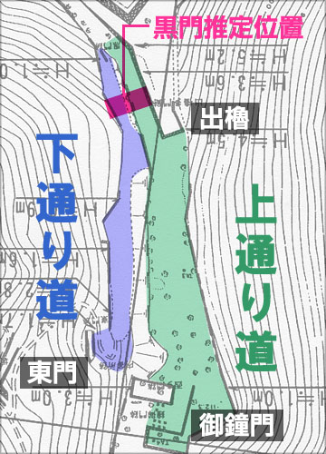 村上城・黒門跡付近図