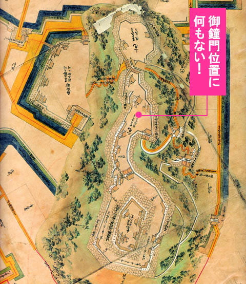 正保の城絵図・村上城御鐘門付近