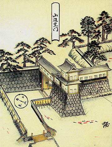 明治元年の村上城・山辺里門