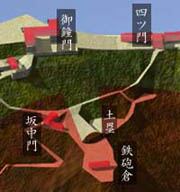 村上城・鉄砲倉爆発時の爆風域？
