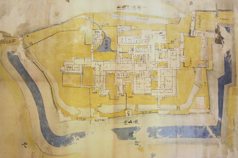 越後村上城居城分間図