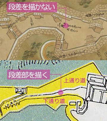 村上城 新旧塁線比較