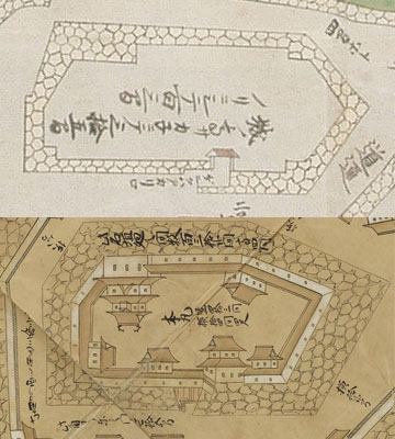 村上城 新旧塁線比較