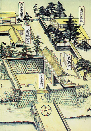 明治元年の村上城・大手門