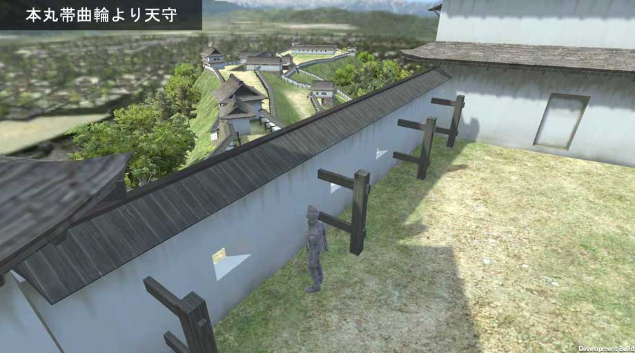 Unityで制作中の村上城ゲーム_坂中門上から田口曲輪方面を見る