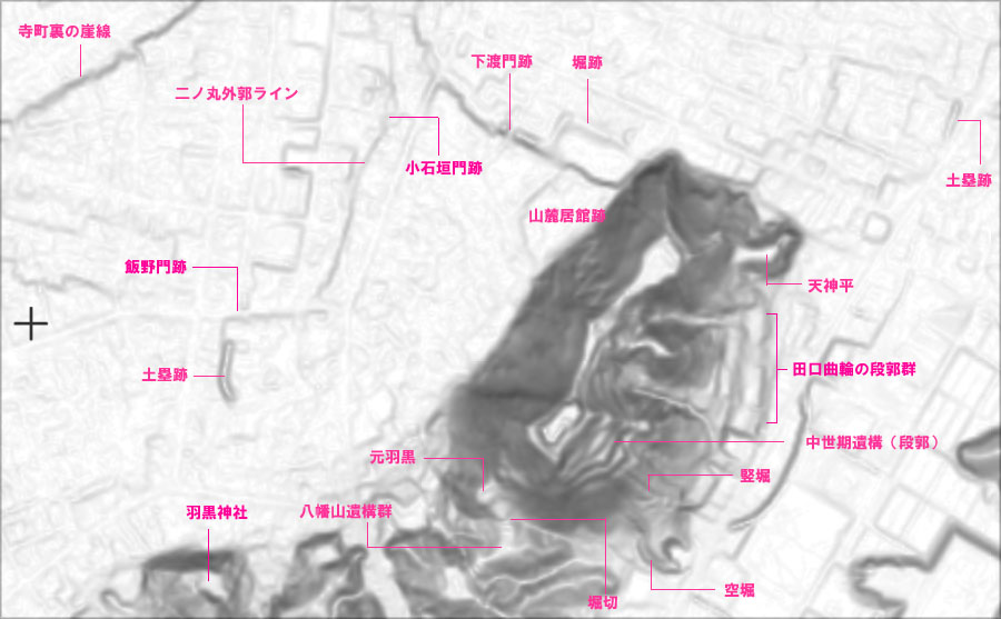 傾斜量図で見る村上城跡