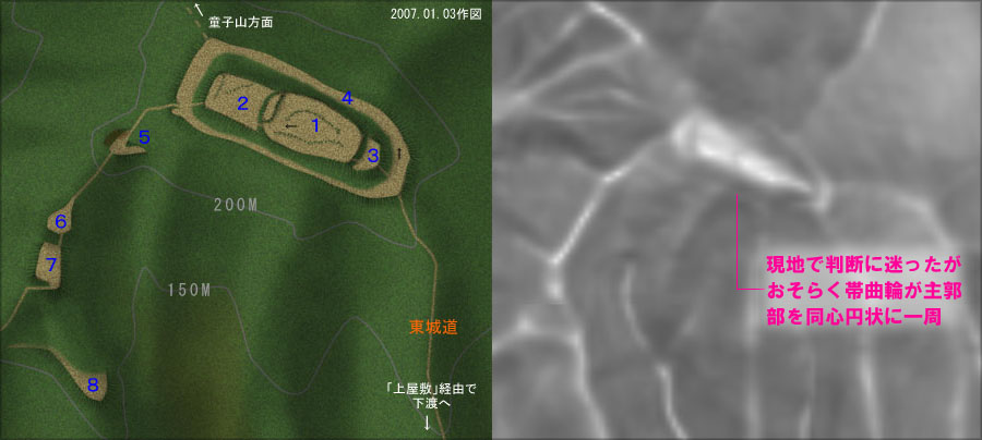 傾斜量図で見る下渡城跡